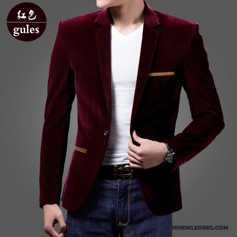 Blazer Heren Dikke Plus Kasjmier Persoonlijk Bedrijf Mooi Casual Rood