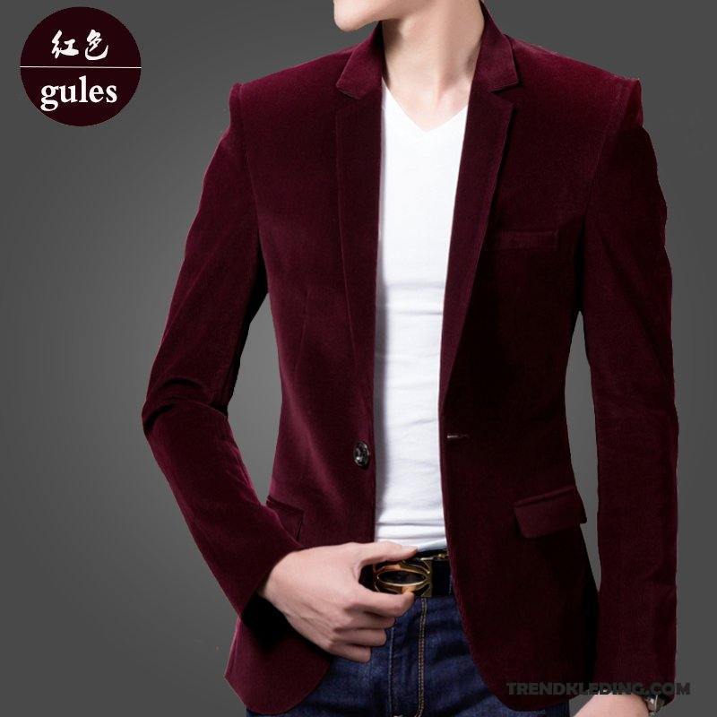 Blazer Heren Dikke Plus Kasjmier Persoonlijk Bedrijf Mooi Casual Rood