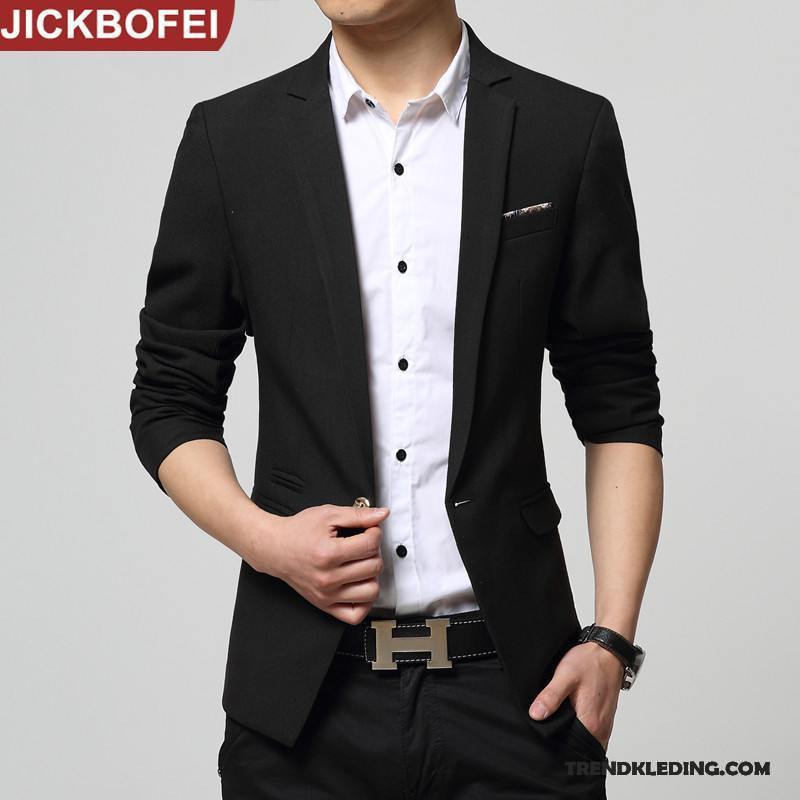 Blazer Heren Jas Casual Slim Fit Pak Mooi Jeugd Grijs