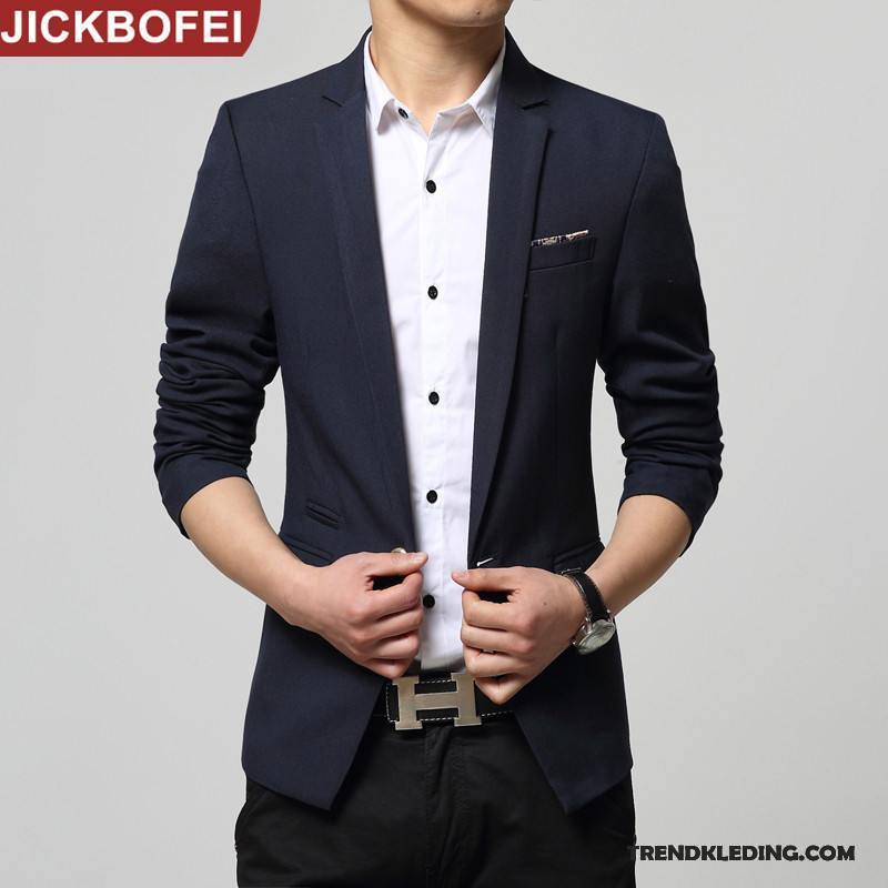 Blazer Heren Jas Casual Slim Fit Pak Mooi Jeugd Grijs