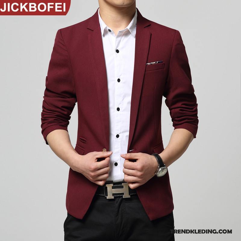 Blazer Heren Jas Casual Slim Fit Pak Mooi Jeugd Grijs