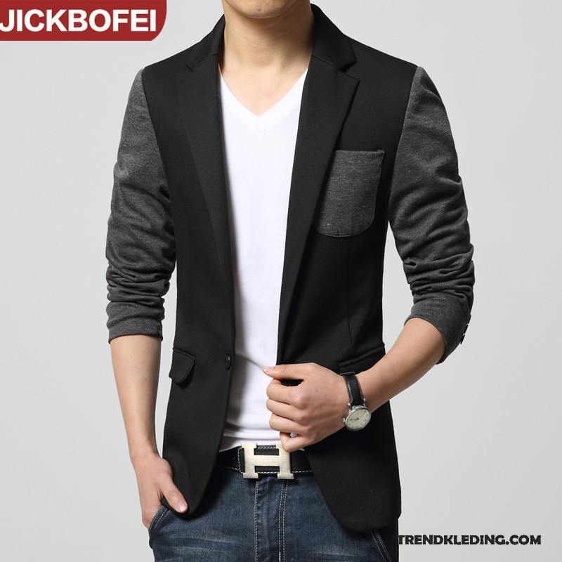 Blazer Heren Jas Casual Slim Fit Pak Mooi Jeugd Grijs